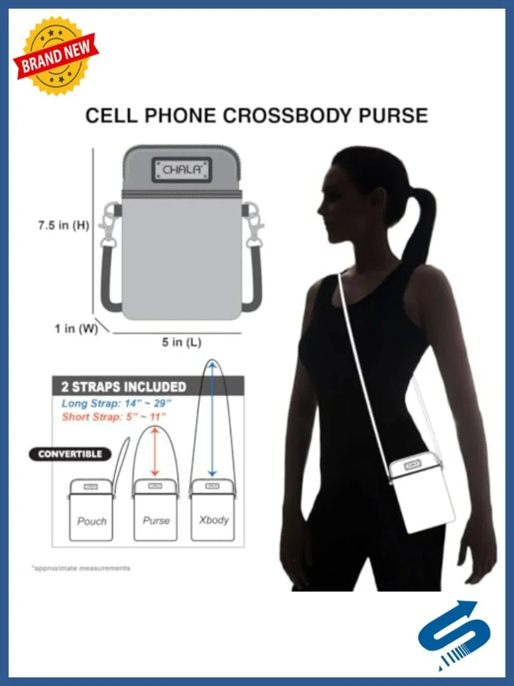 PU Leather Cell Phone Crossbody Purse with Adjustable Strap - Picture 4 of 5